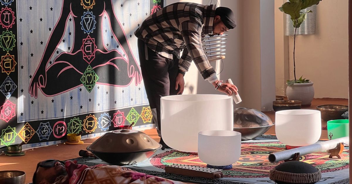 Sound bath in Painting Retreat at Dharamkot Studio, Dharamshala, Himachal Pradesh, India
