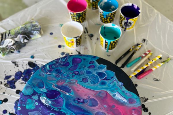 Acrylic Pouring Workshop at Dharamkot Studio, Dharamshala, Himachal Pradesh, India