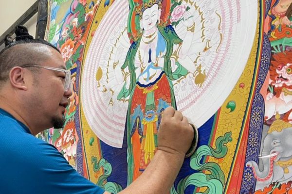Thangka Painting at Dharamkot Studio, Dharamshala, Himachal Pradesh, India