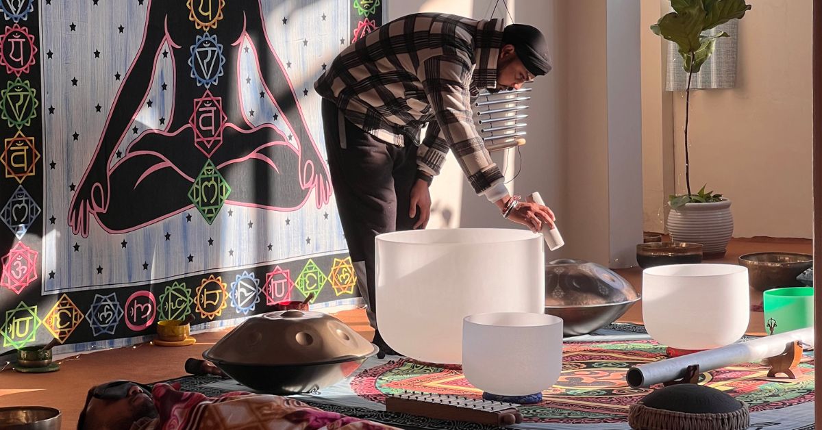 Sound bath in Painting Retreat at Dharamkot Studio, Dharamshala, Himachal Pradesh, India